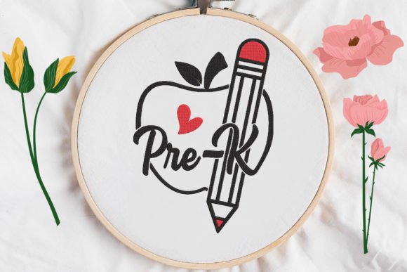 Charming Pre-K, Apple and Pencil Embroidery