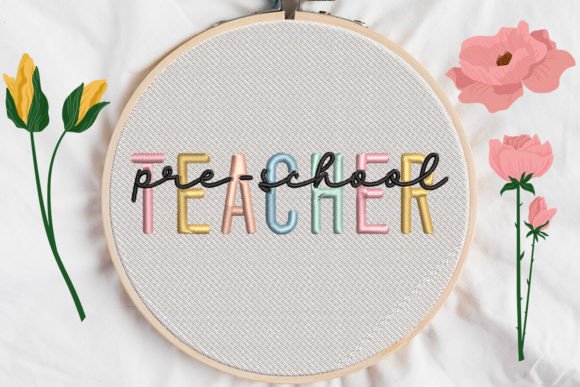 Charming Pre-School Teacher Embroidery Design