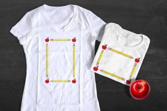 Charming Rectangle Pencil Apple Frame Embroidery