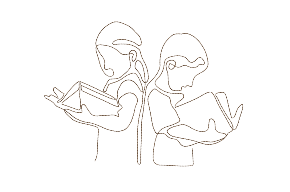 Children Reading: A Motivational Embroidery Design