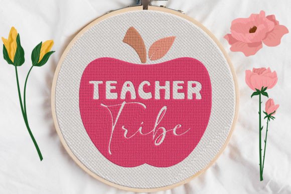 Teacher Tribe Apple Teacher: A Charming Embroidery Design